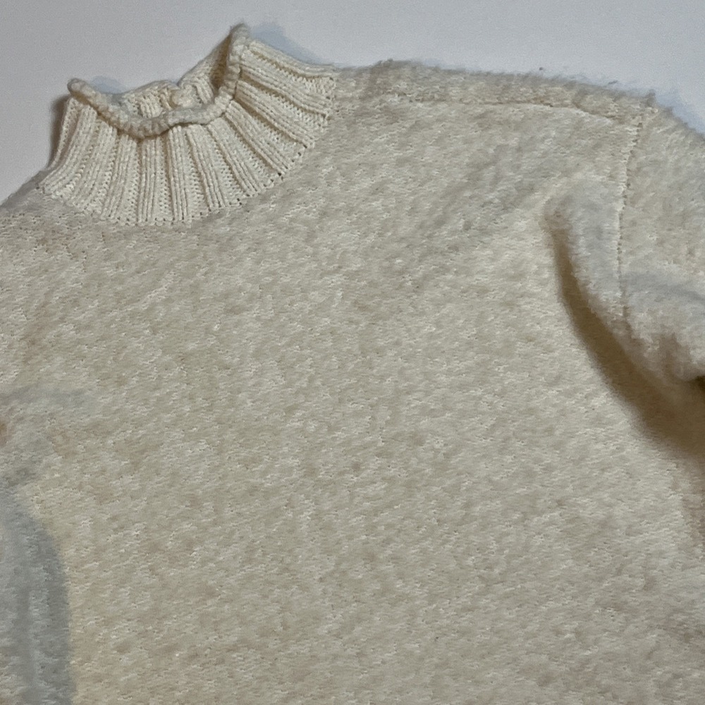 American Eagle Wool Blend Boucle Mockneck Sweater Sz XS Balloon Sleeve Fuzzy Top